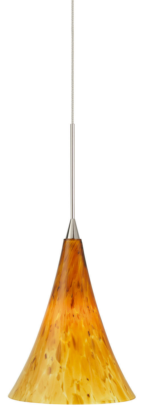 Pendant Belle Amber Satin Nickel GY6.35 Xenon 35W Monopoint Canopy