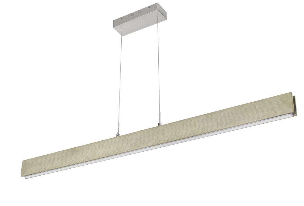 Colmar dimmable integrated LED Rubber wood ceiling island light with adjustable steel braided cable.