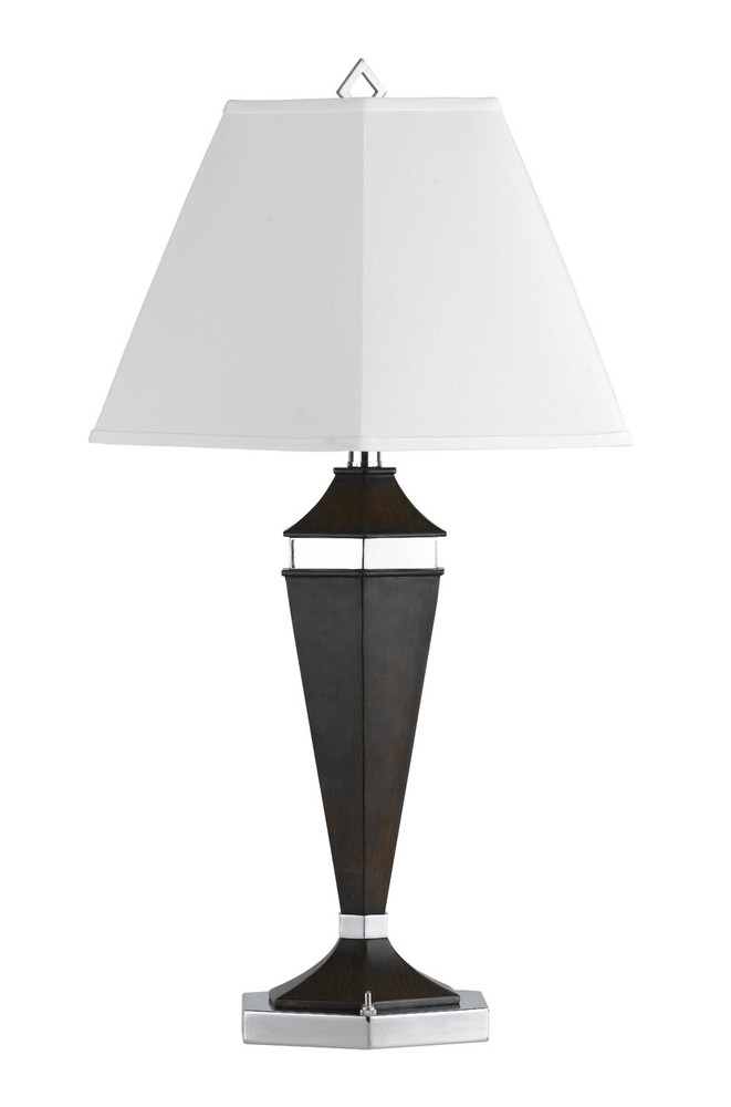 29 3/4" Tall Metal Floor Lamp In Brushed Steel/Espresso