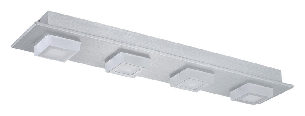 4x3.3W LED Ceiling Light w/ Brushed Aluminum Finish & White Plastic Cover