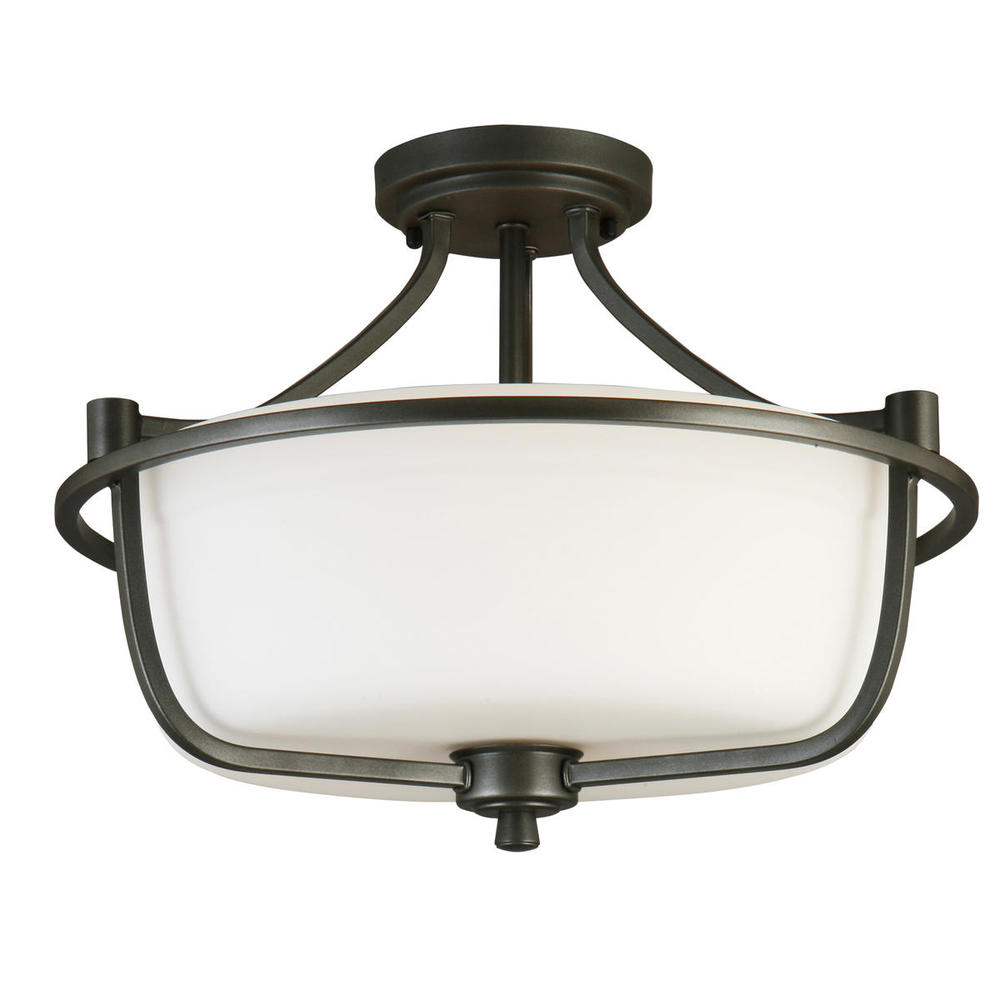 3x60W semi Flush Ceiling Light w/ Graphite Finish & Frosted Glass