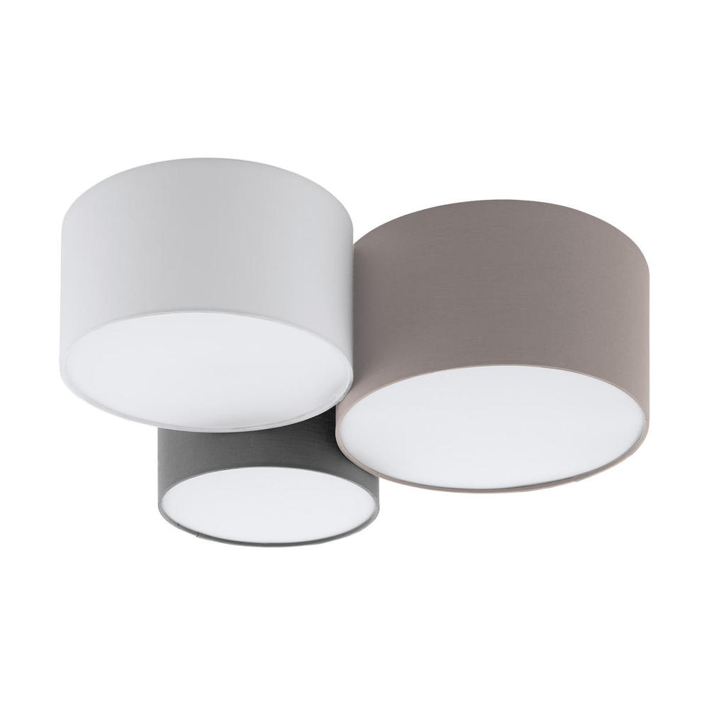 3x60W Ceiling Light With Taupe White & Grey Shades
