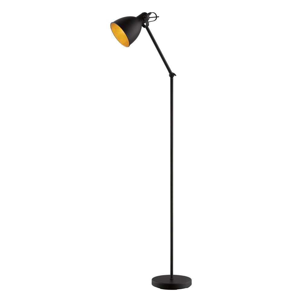 Priddy 2 - Floor Lamp Black with gold interior shade 60W