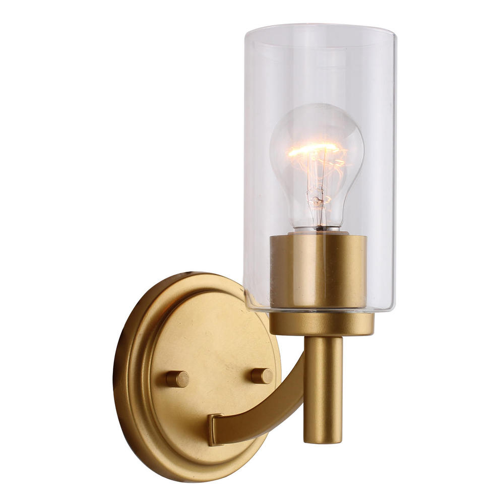 1x60W Wall Sconce w/ Antique Gold Finish & Clear Class
