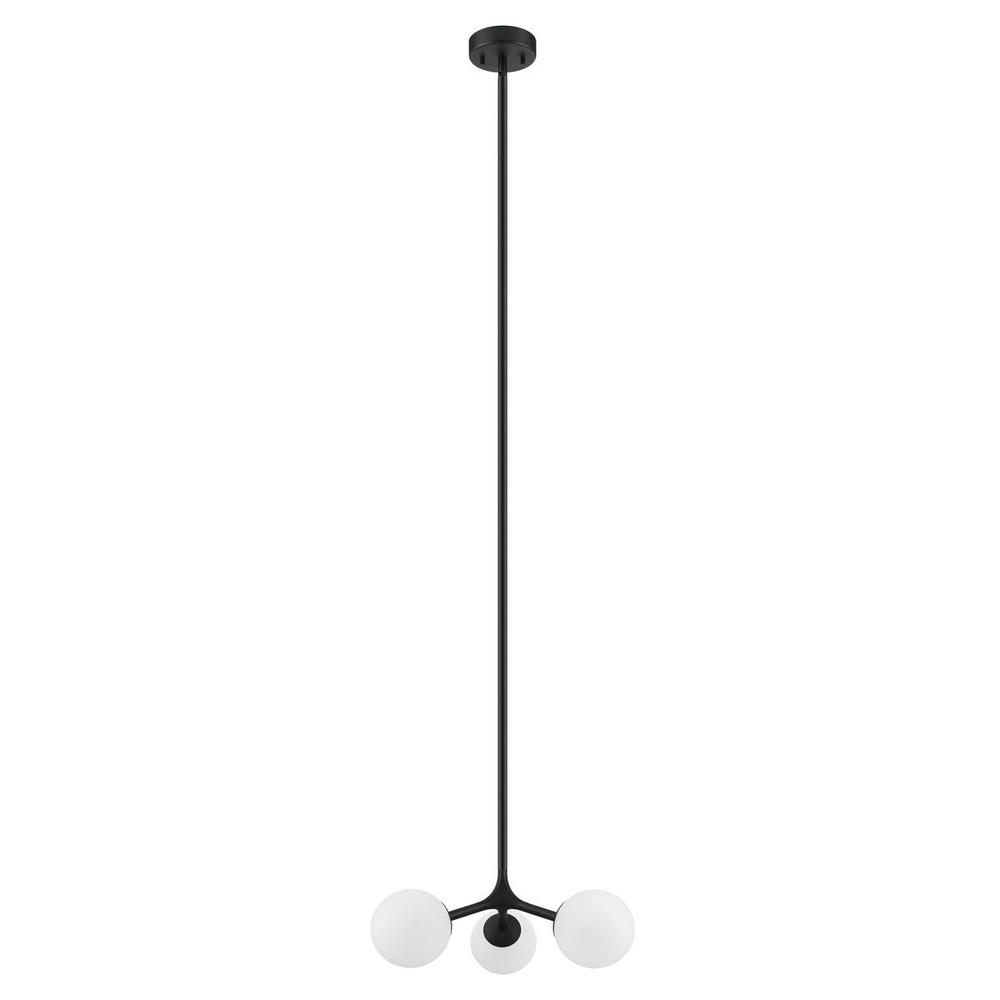 3x3W Semi Flush w/ Matte Black Finish & Opal Glass. Can be converted to a Pendant with 2x3