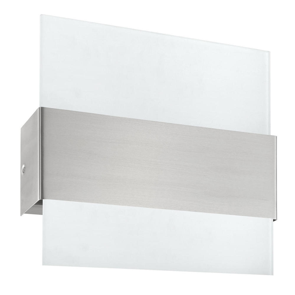 2x6.7W LED Wall Light With Matte Nickel Finish & Satin Glass