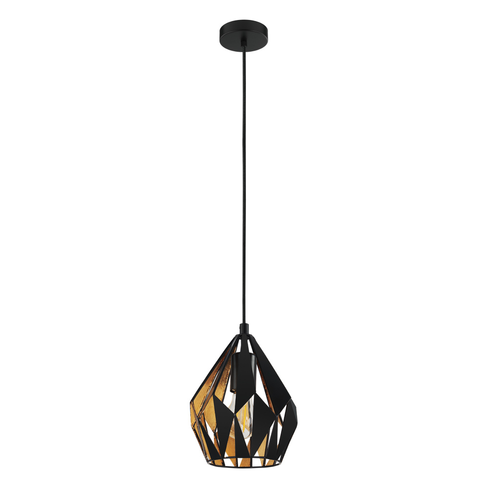 1 LT Geometric Pendant Matte Black and Gold Leaf Finish - 60W A19 Bulb