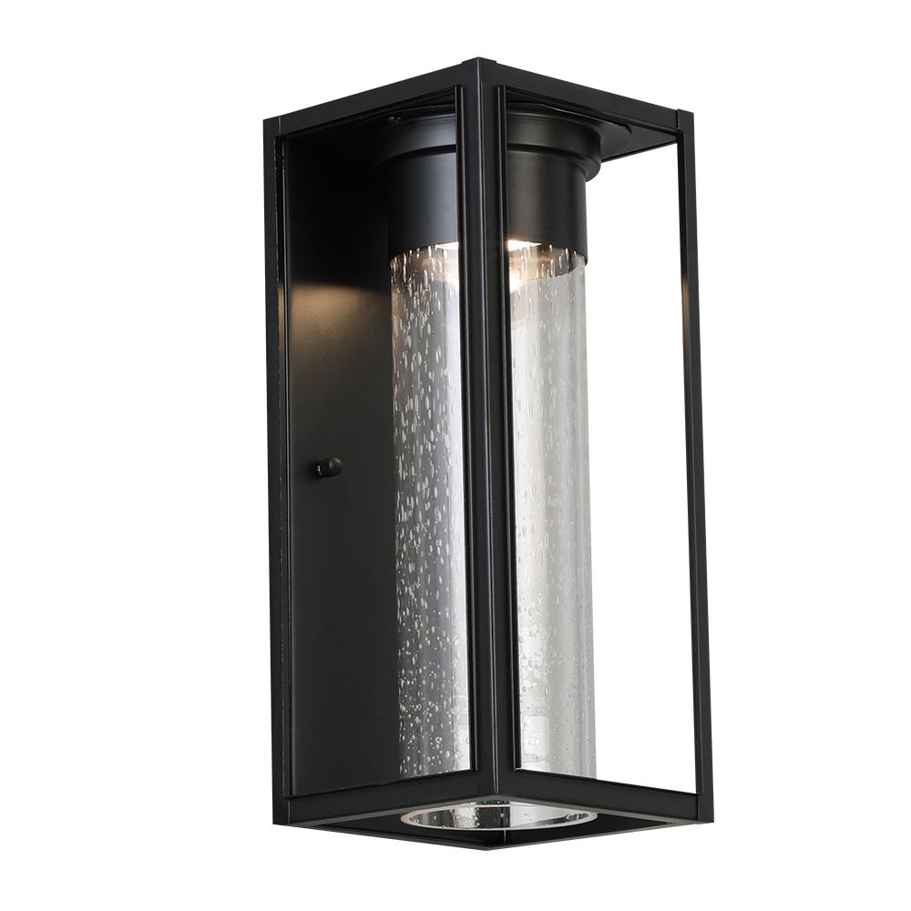 Walker Hill - Outdoor Wall Light Matte Black With Clear Seedy Glass 8W LED