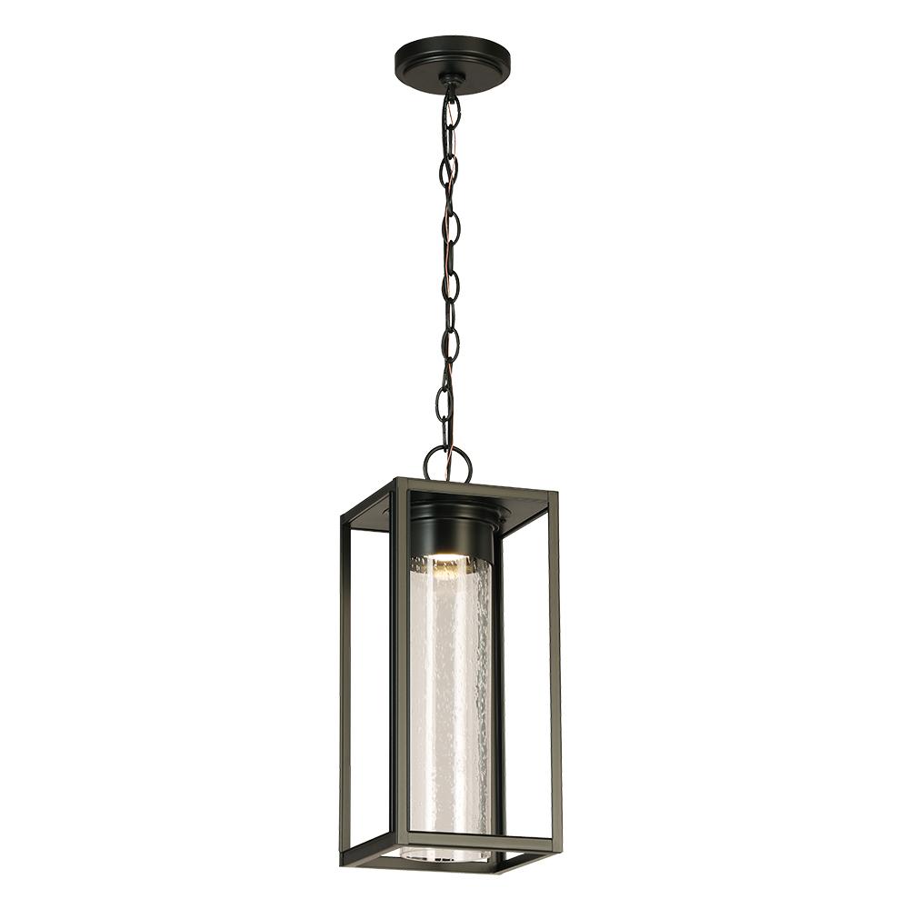 Walker Hill - Outdoor Pendant Light Matte Black With Clear Seedy Glass 8W LED