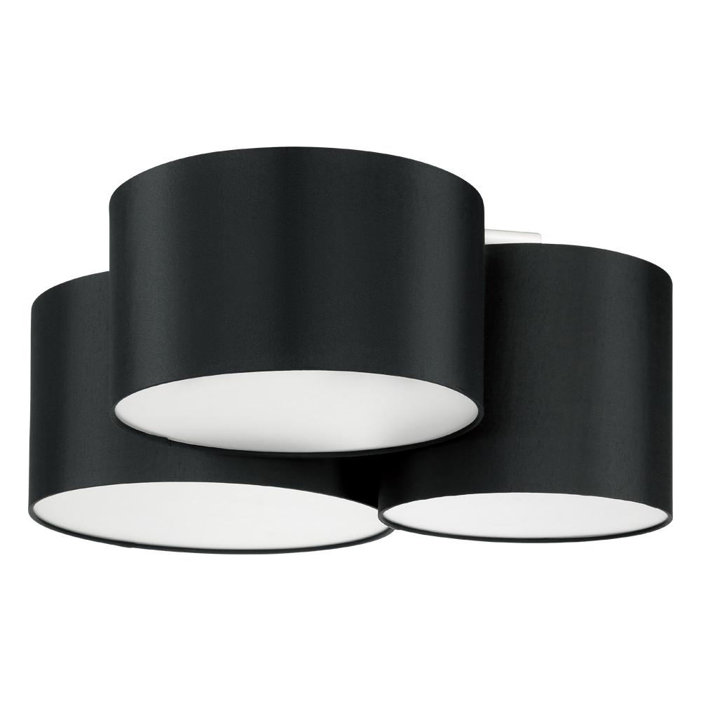 Pastore 2 - 3 Light Ceiling Light With Black Fnish and Black Exterior and White Interior Fabric