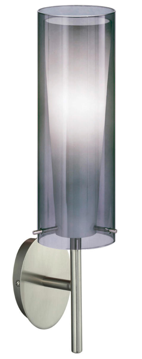 1x60W Wall Light w/ Matte Nickel Finish & Inner White Glass Surronded by an Outer Smoked G
