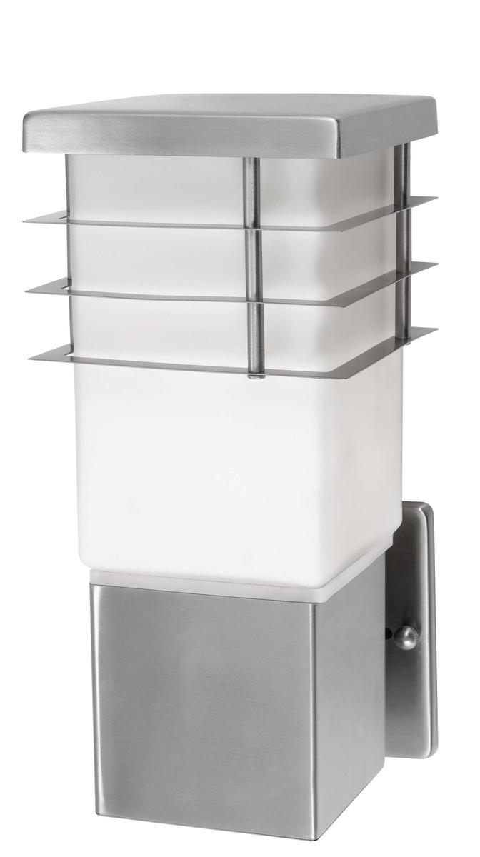 1x60W Outdoor Wall Light With Stainless Steel Finish & Opal Frosted Glass