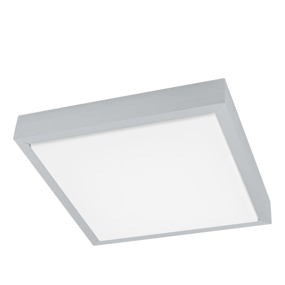 1x9.7W LED Ceiling Light w/ Brushed Aluminum Finish & White Plastic Glass