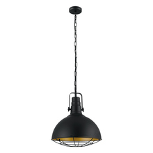 Eglo 49742A - 1x60W Pendant w/ matte black finish and matte black and gold interior shade