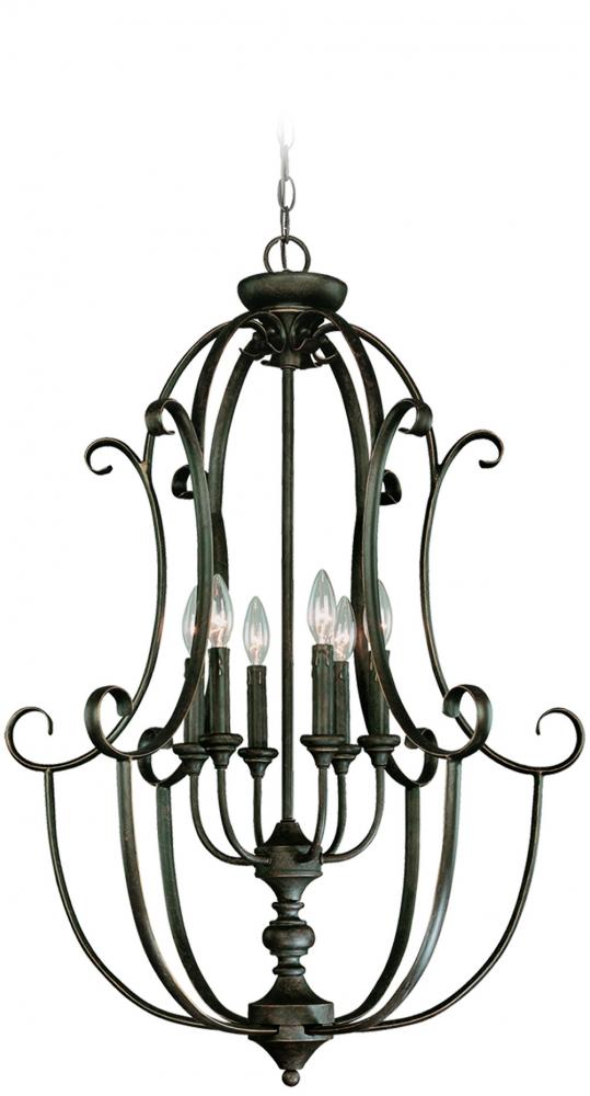 Barrett Place 6 Light Cage Foyer in Mocha Bronze