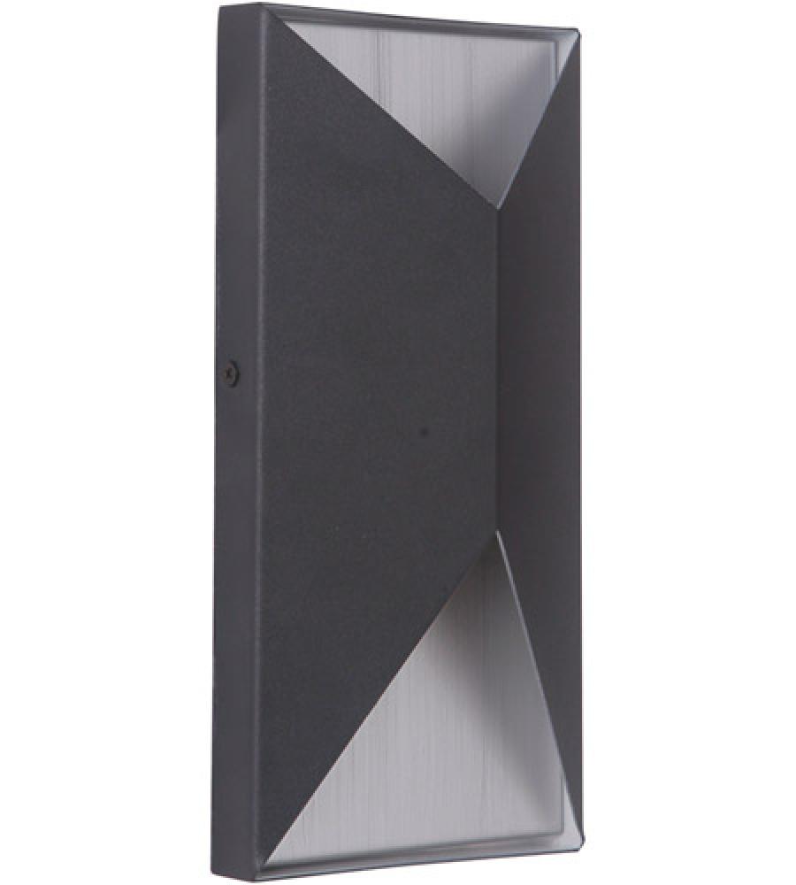 Peak 2 Light Small LED Outdoor Pocket Sconce in Textured Black/Brushed Aluminum
