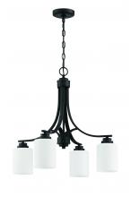 Craftmade 50524-FB-WG - Bolden 4 Light Chandelier in Flat Black (White Glass)