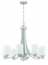 Craftmade 50528-BNK-WG - Bolden 8 Light Chandelier in Brushed Polished Nickel (White Glass)