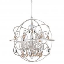 Crystorama 9028-OS-GS-MWP - Solaris 6 Light Gold Crystal Olde Silver Sphere Chandelier