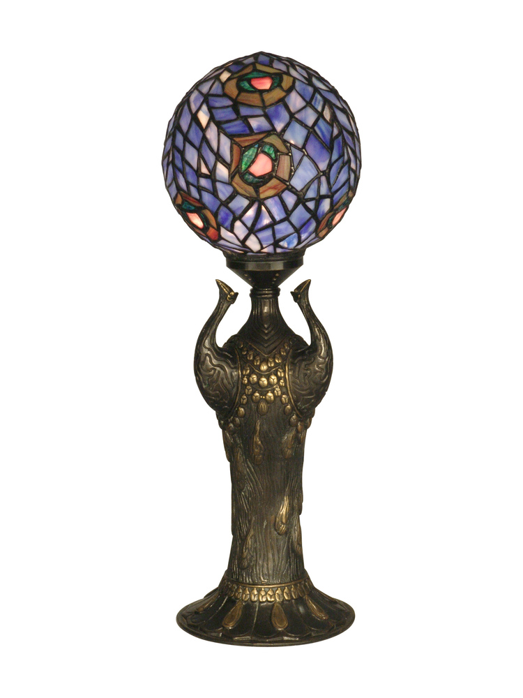 Globe Peacock Replica Tiffany Bronze Table Lamp