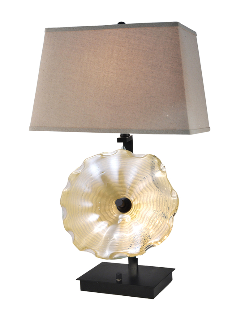 Beige Feather Hand Blown Art Glass Table Lamp