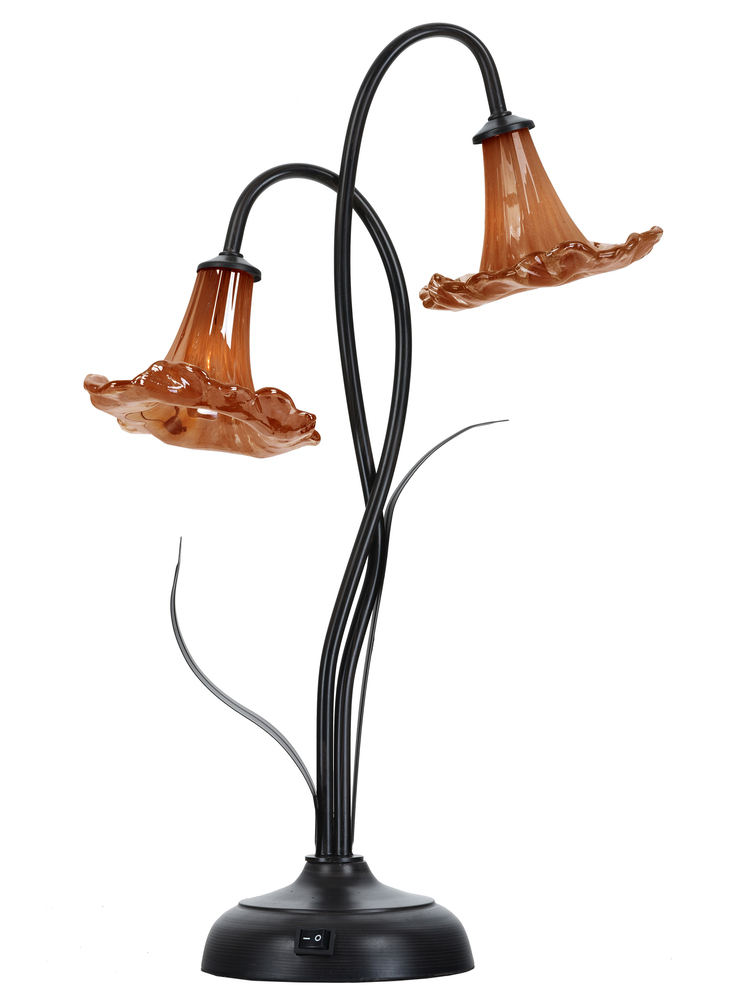 Orange Trumpet 2-Light LED Hand Blown Art Glass Accent Lamp