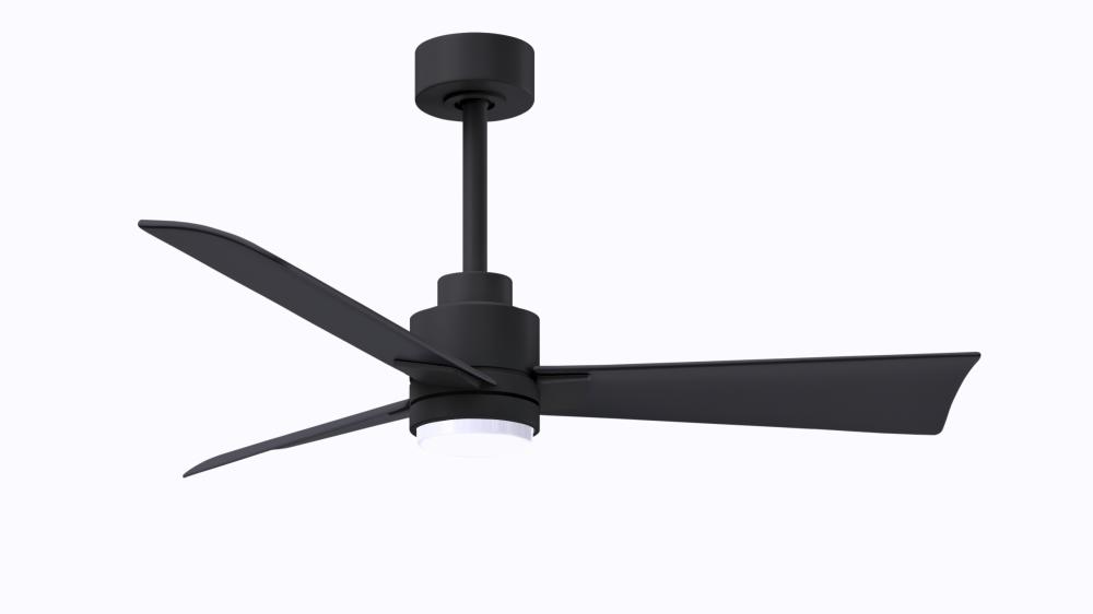 Alessandra 3-blade transitional ceiling fan in matte black finish with matte black blades. Optimized
