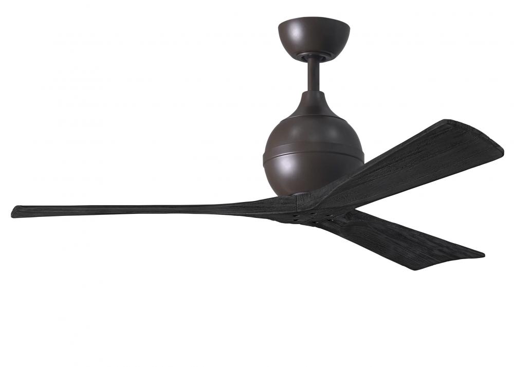 Irene-3 three-blade paddle fan in Textured Bronze finish with 52" solid matte black wood blade