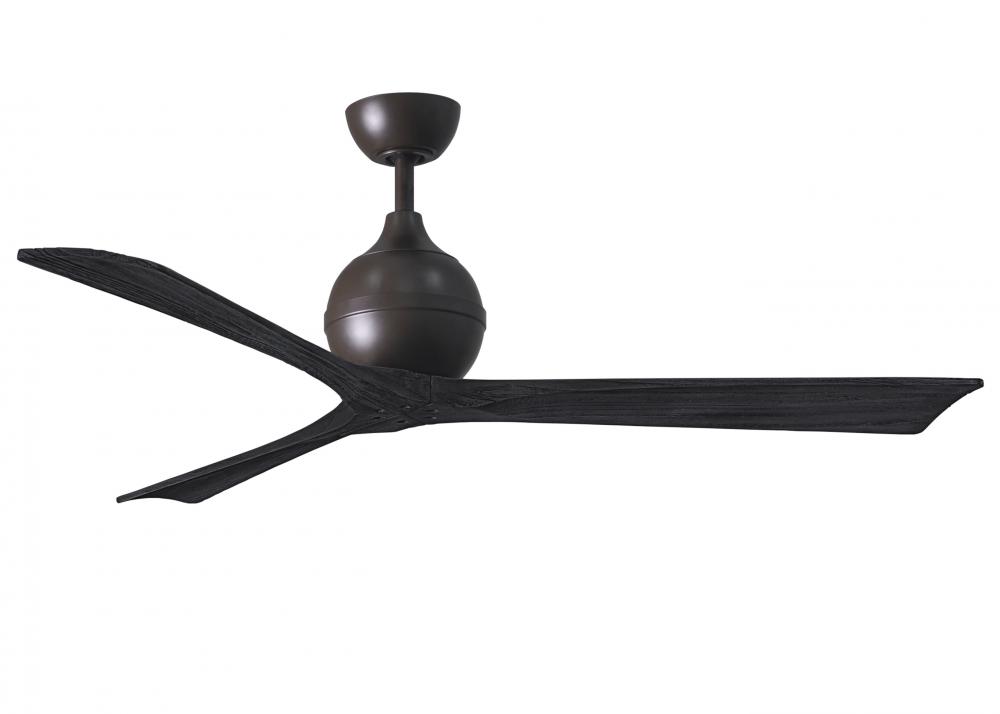 Irene-3 three-blade paddle fan in Textured Bronze finish with 60" solid matte black wood blade