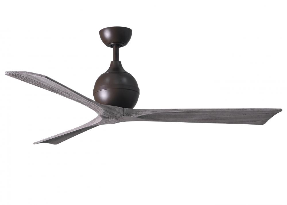 Irene-3 three-blade paddle fan in Textured Bronze finish with 60" solid barn wood tone blades.