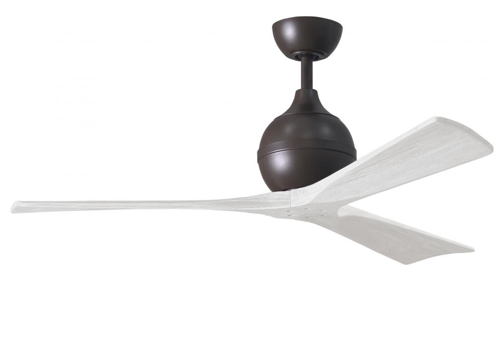 Irene-3 three-blade paddle fan in Textured Bronze finish with 52" solid matte white wood blade