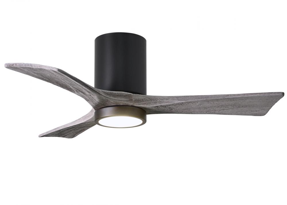 Irene-3HLK three-blade flush mount paddle fan in Matte Black finish with 42” solid barn wood ton