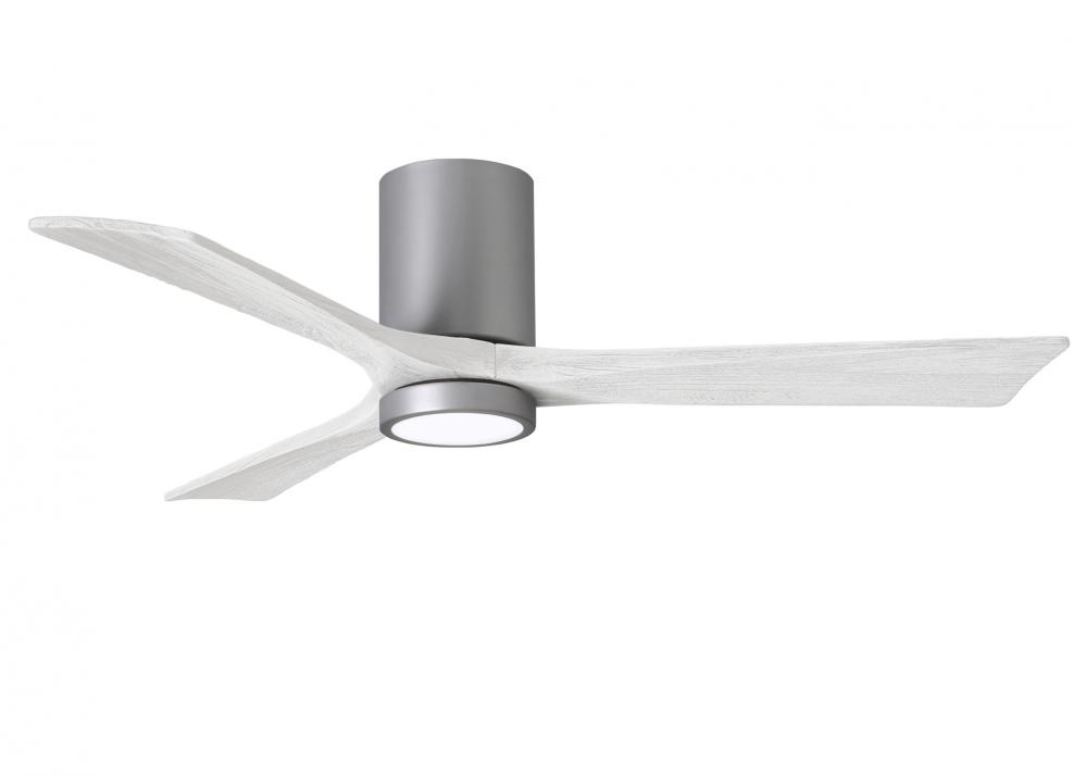 Irene-3HLK three-blade flush mount paddle fan in Brushed Nickel finish with 52” solid matte whit