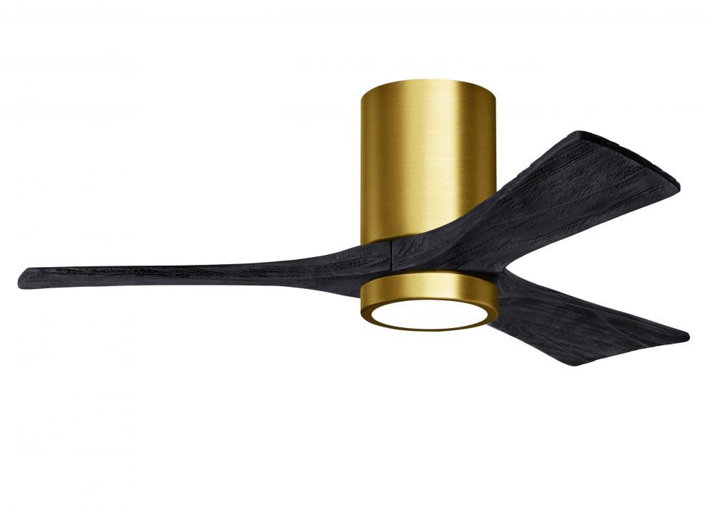 Irene-3HLK three-blade flush mount paddle fan in Brushed Brass finish with 42” solid matte black