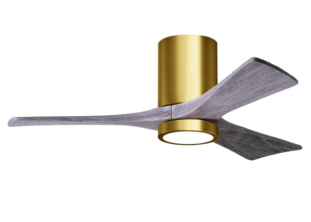 Irene-3HLK three-blade flush mount paddle fan in Brushed Brass finish with 42” solid barn wood t