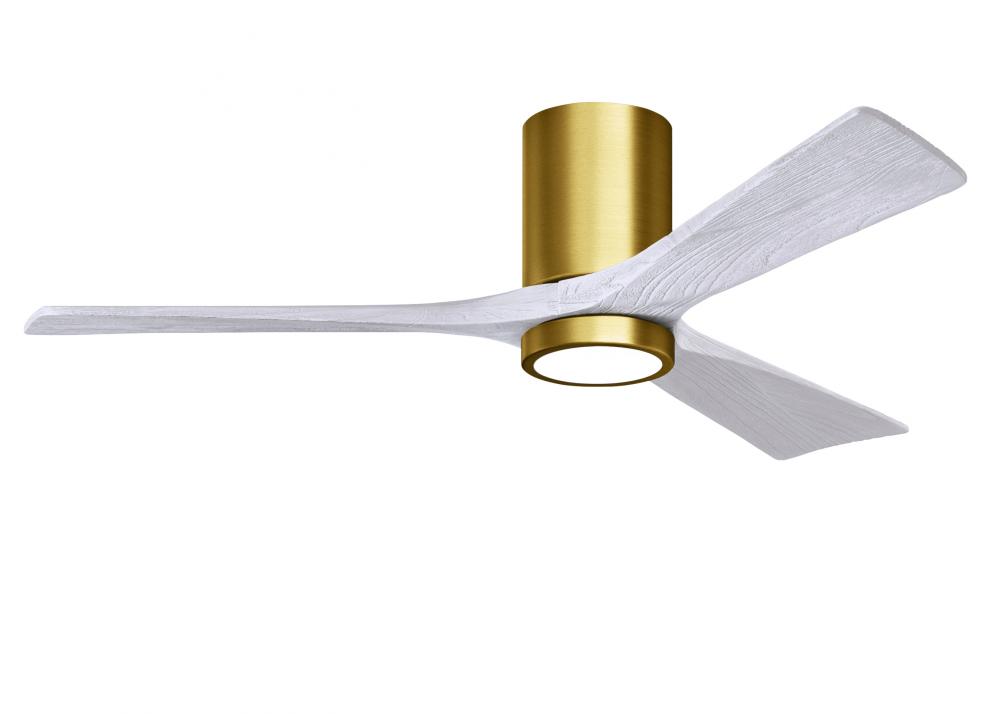 Irene-3HLK three-blade flush mount paddle fan in Brushed Brass finish with 52” solid matte white