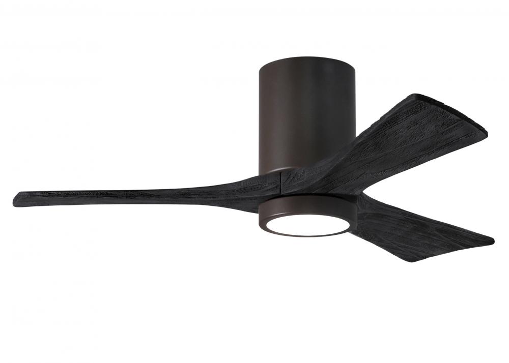 Irene-3HLK three-blade flush mount paddle fan in Textured Bronze finish with 42” solid matte bla