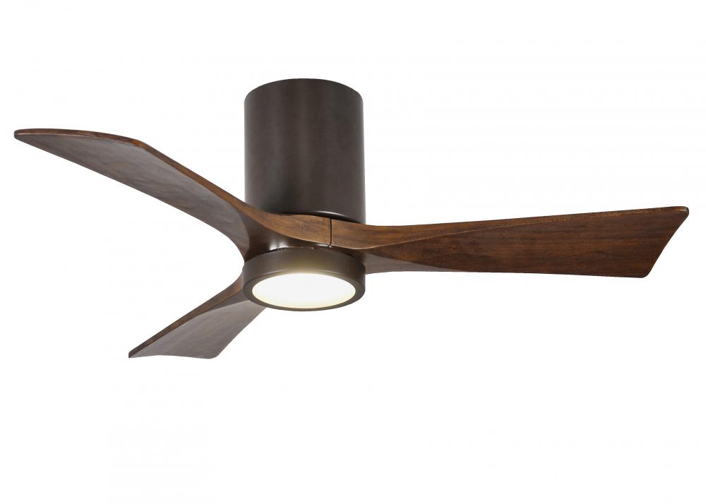 Irene-3HLK three-blade flush mount paddle fan in Textured Bronze finish with 42” solid walnut to