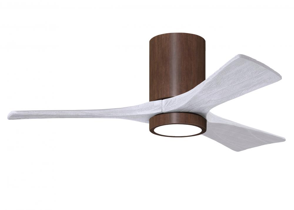 Irene-3HLK three-blade flush mount paddle fan in Walnut finish with 42” solid matte white wood b