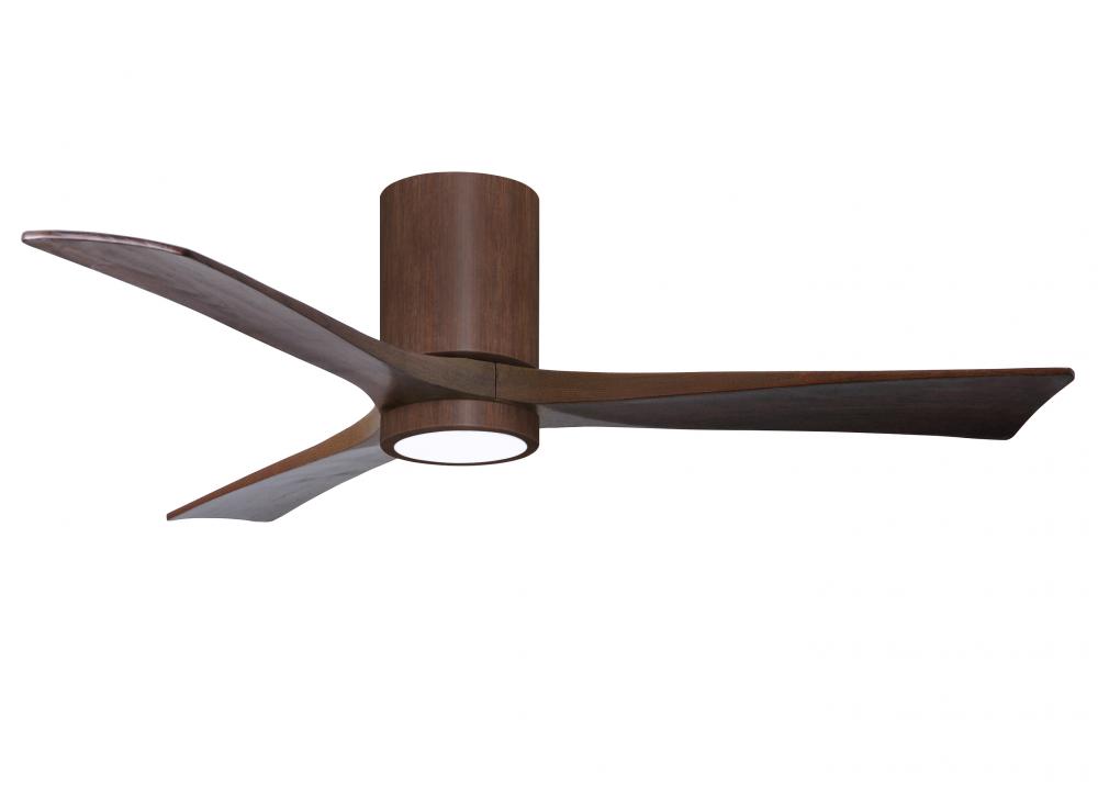Irene-3HLK three-blade flush mount paddle fan in Walnut finish with 52” solid walnut tone blades