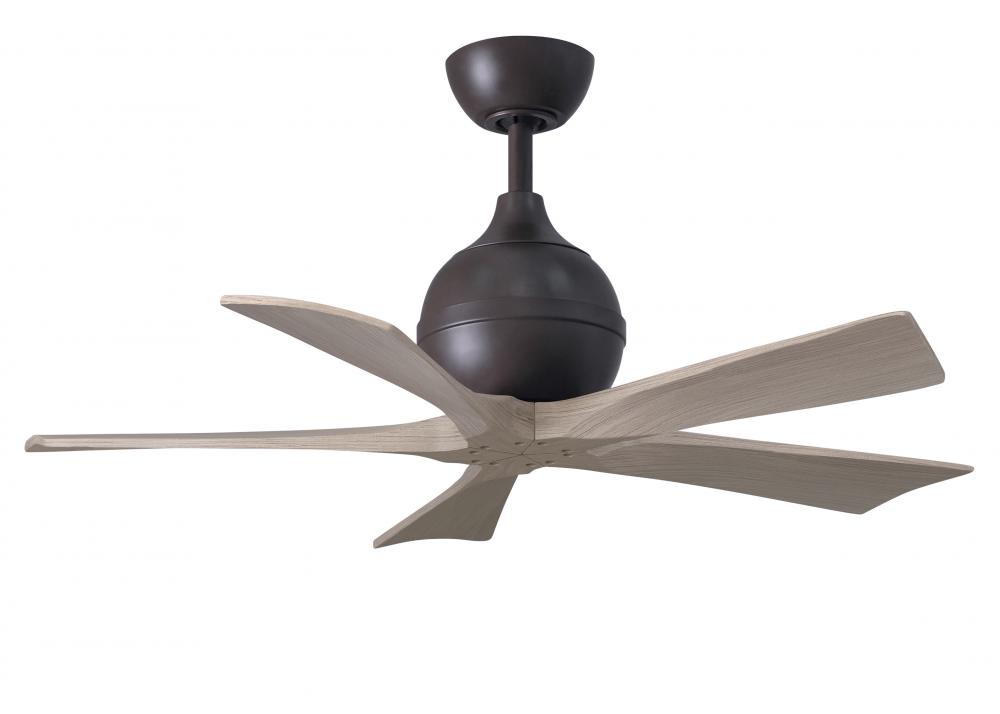 Irene-5 five-blade paddle fan in Textured Bronze finish with 42" with gray ash blades.