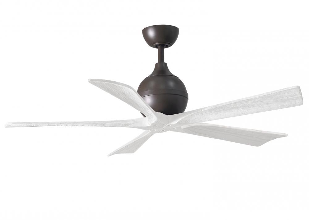 Irene-5 five-blade paddle fan in Textured Bronze finish with 52" solid matte white wood blades