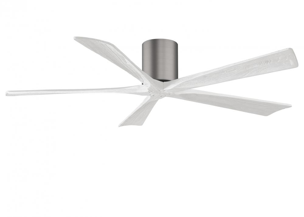 Irene-5H five-blade flush mount paddle fan in Brushed Pewter finish with 60” solid matte white w
