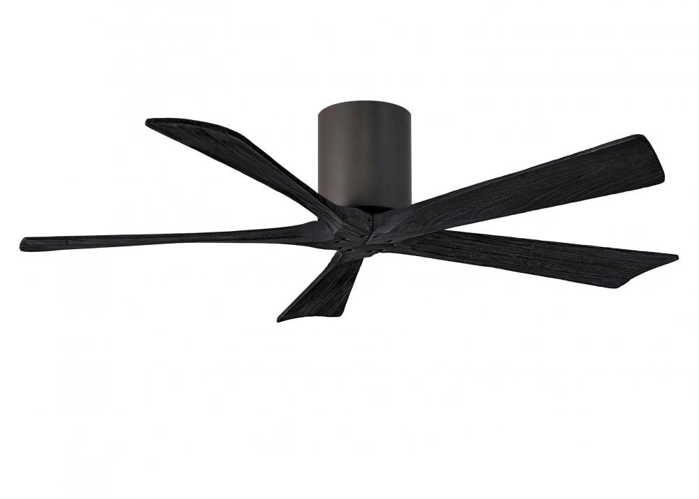Irene-5H three-blade flush mount paddle fan in Textured Bronze finish with 52” Light Maple tone