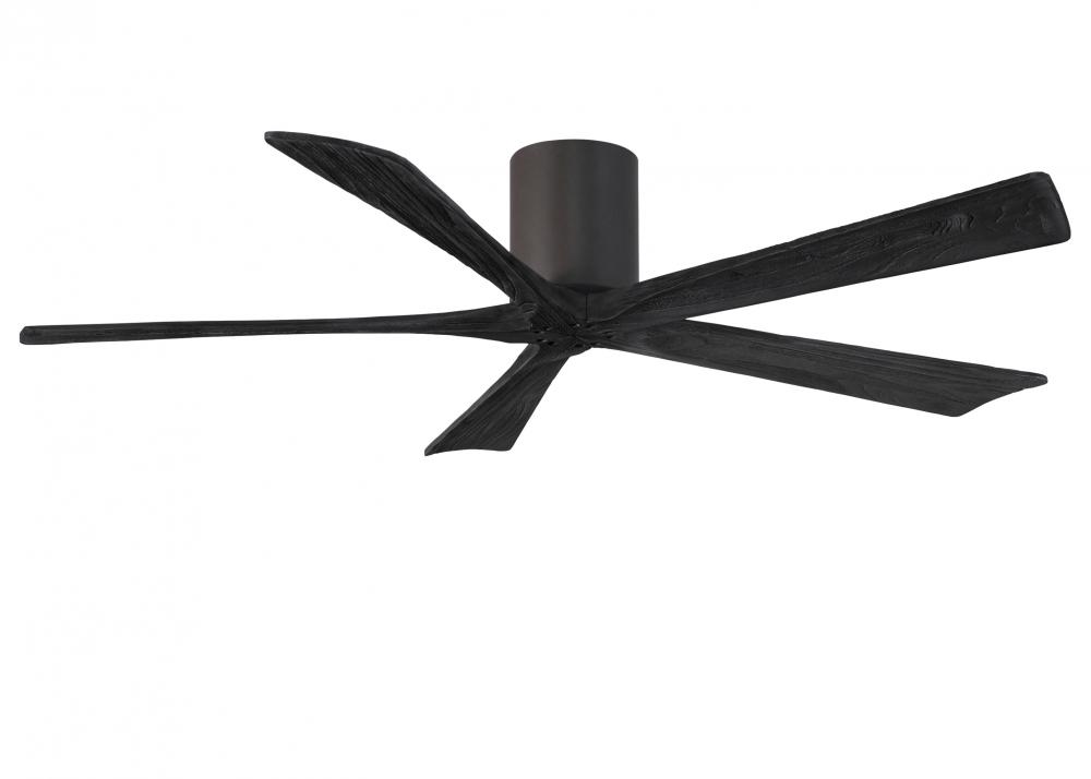 Irene-5H three-blade flush mount paddle fan in Textured Bronze finish with 60” Light Maple tone