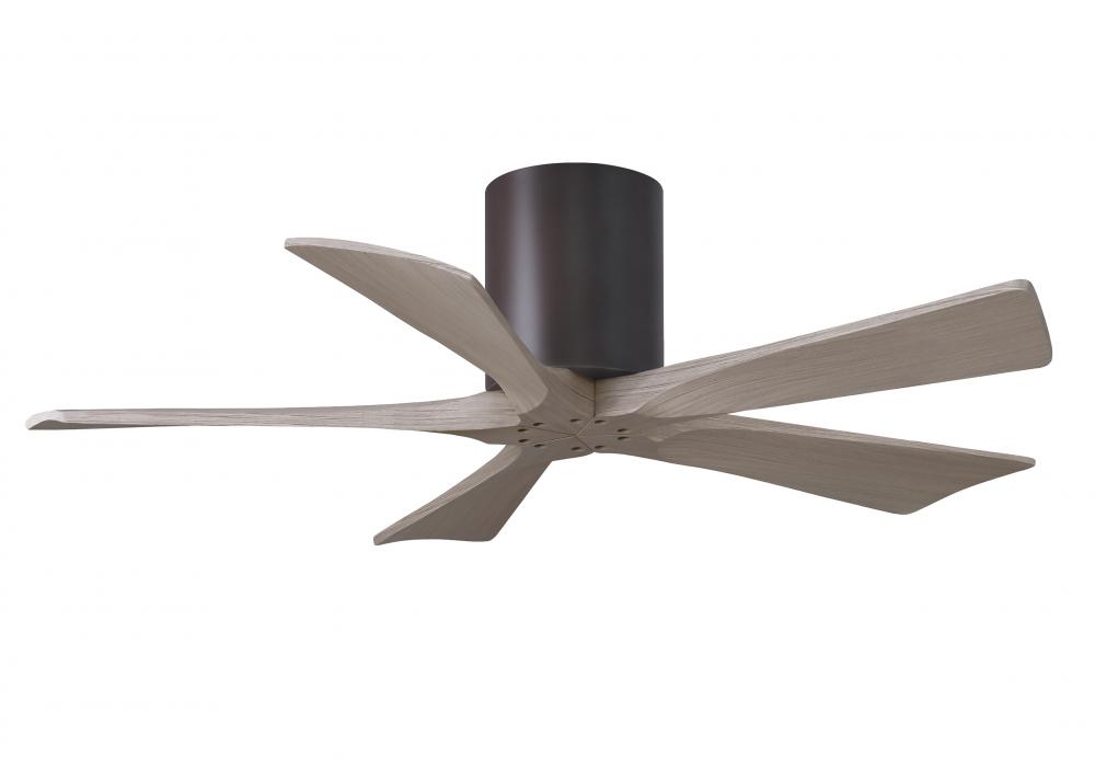 Irene-5H three-blade flush mount paddle fan in Textured Bronze finish with 42” Gray Ash  tone bl