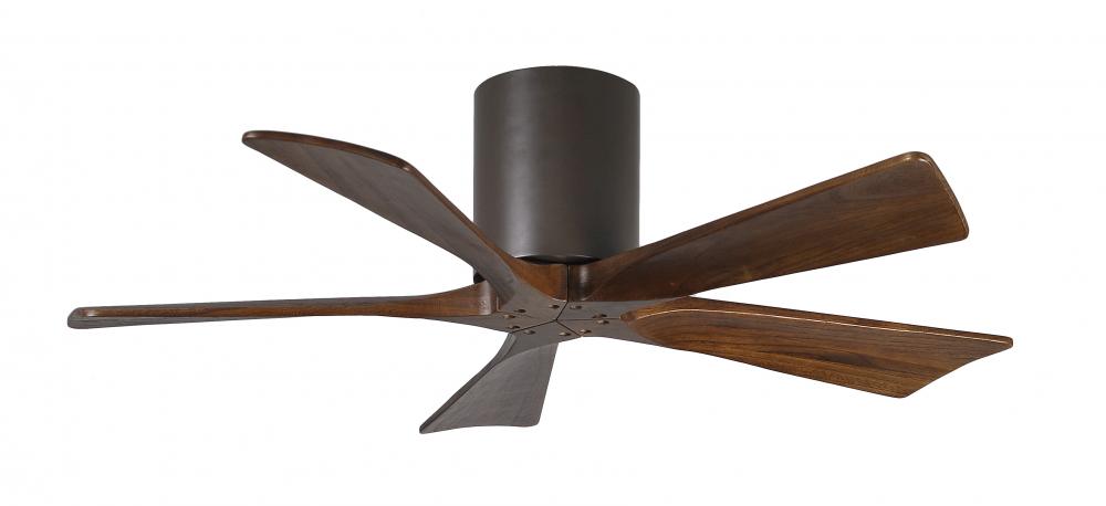 Irene-5H five-blade flush mount paddle fan in Textured Bronze finish with 42” solid walnut tone