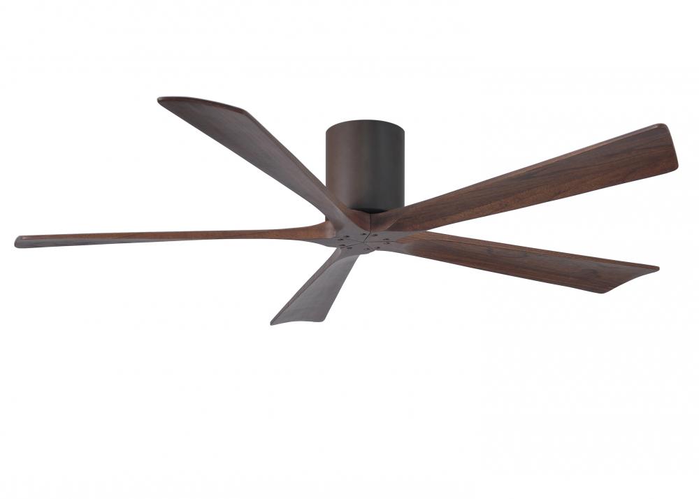 Irene-5H five-blade flush mount paddle fan in Textured Bronze finish with 60” solid walnut tone