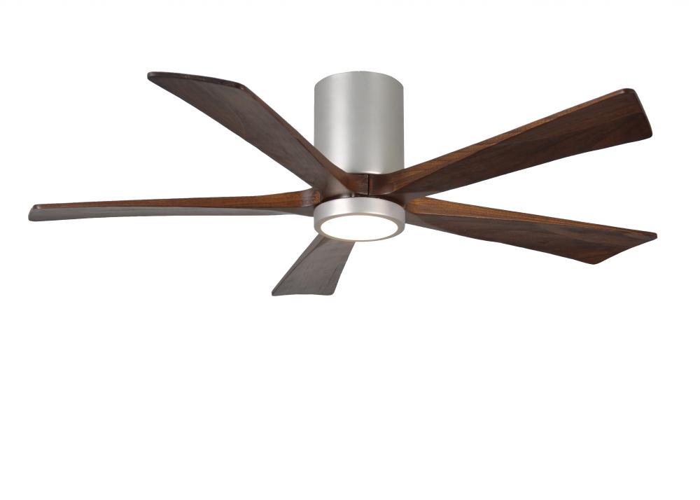 IR5HLK five-blade flush mount paddle fan in Brushed Nickel finish with 52” solid walnut tone bla