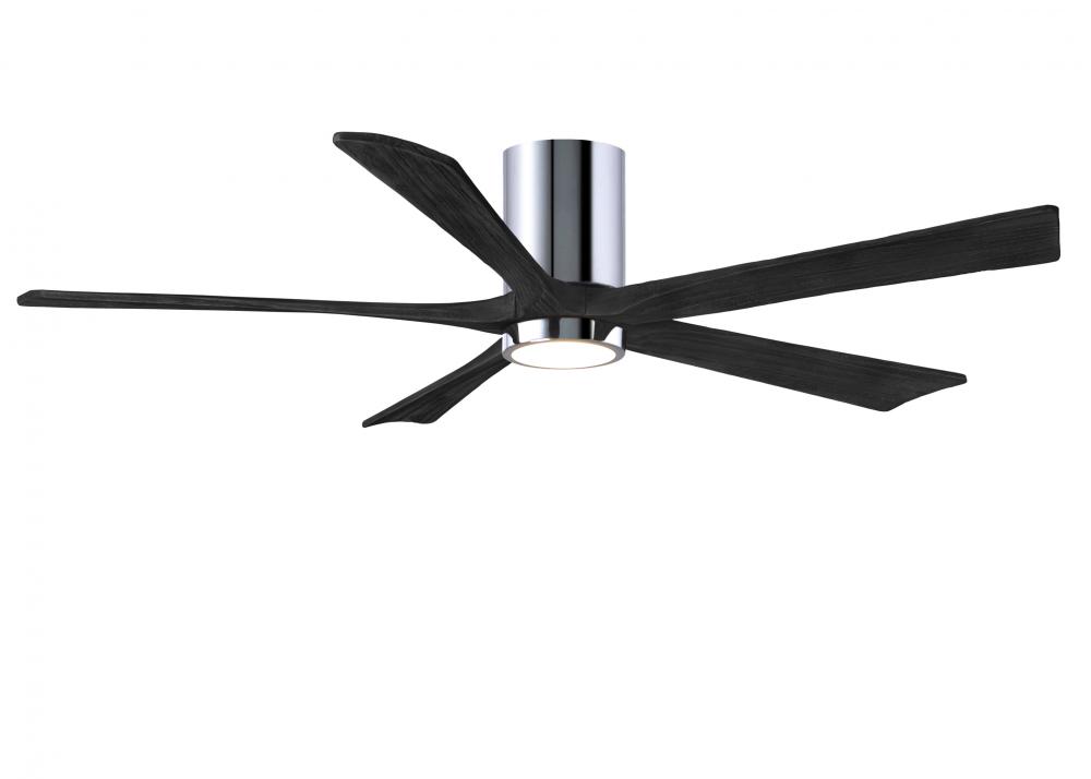 IR5HLK five-blade flush mount paddle fan in Polished Chrome finish with 60” solid matte black wo